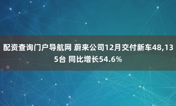 配资查询门户导航网 蔚来公司12月交付新车48,135台 同比增长54.6%